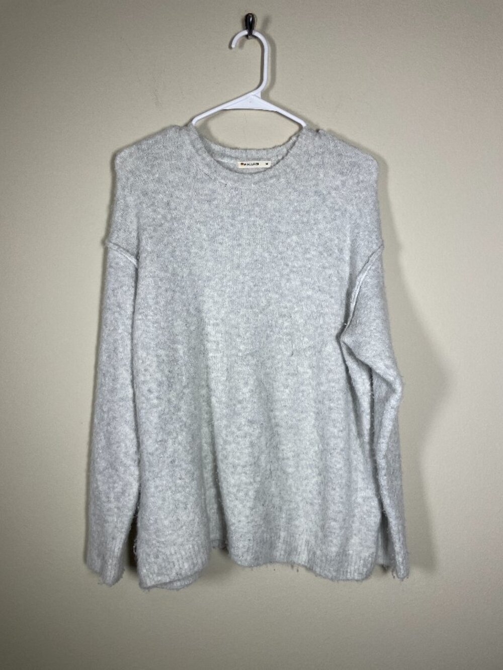 Marine Layer Grayish White Fuzzy Alpaca Wool Sweater M Cozy Oversized!
